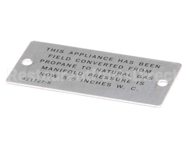 00-421727-00005 Vulcan Hart Plate,Propane To Natural Gas