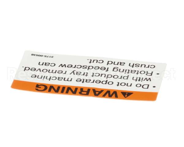 01-403175-00538 Berkel Label, Tray Warning