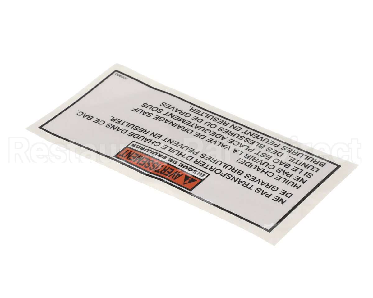 033590 Henny Penny Label-Warning Drain Pan Fre