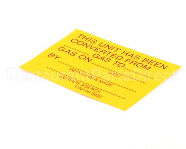 1163932 Southbend Range Label, Parts Service