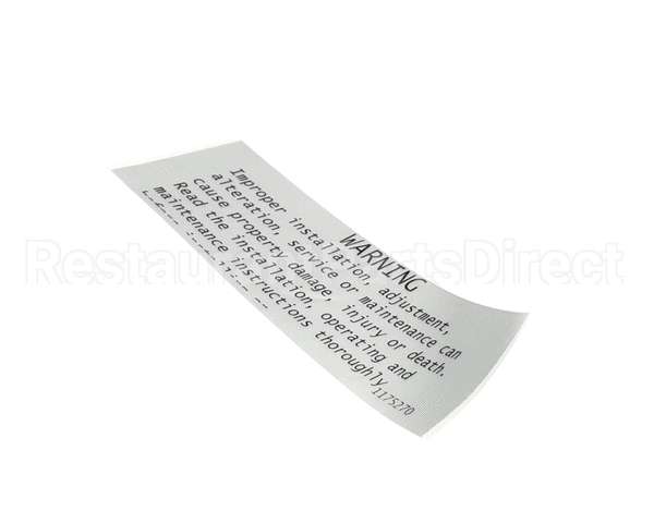 1175270 Southbend Range Label,Warning,Improp.install