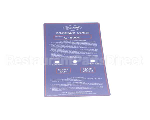 16907 Gaylord C-5000 Mylar Faceplate