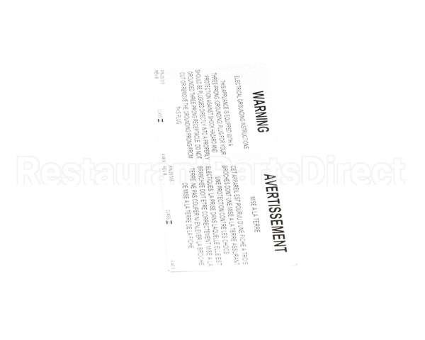 23315 Ultrafryer Decal, Warning Electrical Grou