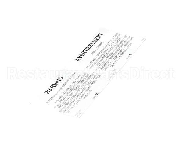 23315 Ultrafryer Decal, Warning Electrical Grou