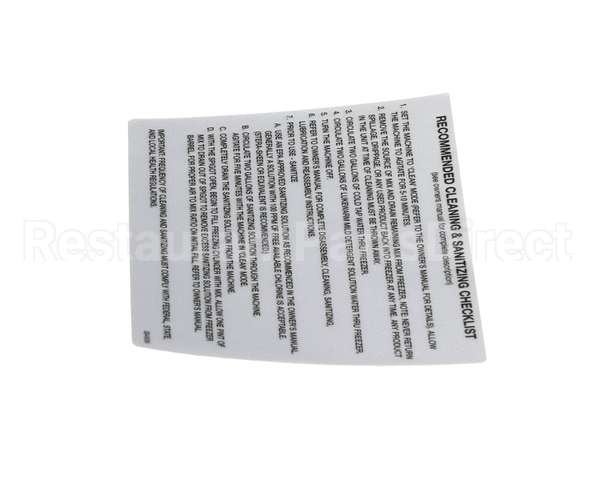 324509 Stoelting Decal Cleaning (Ss Shake)