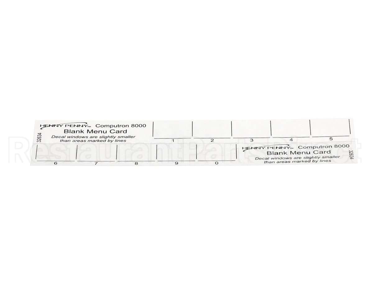 32634 Henny Penny Menu Card-C8000 Blank