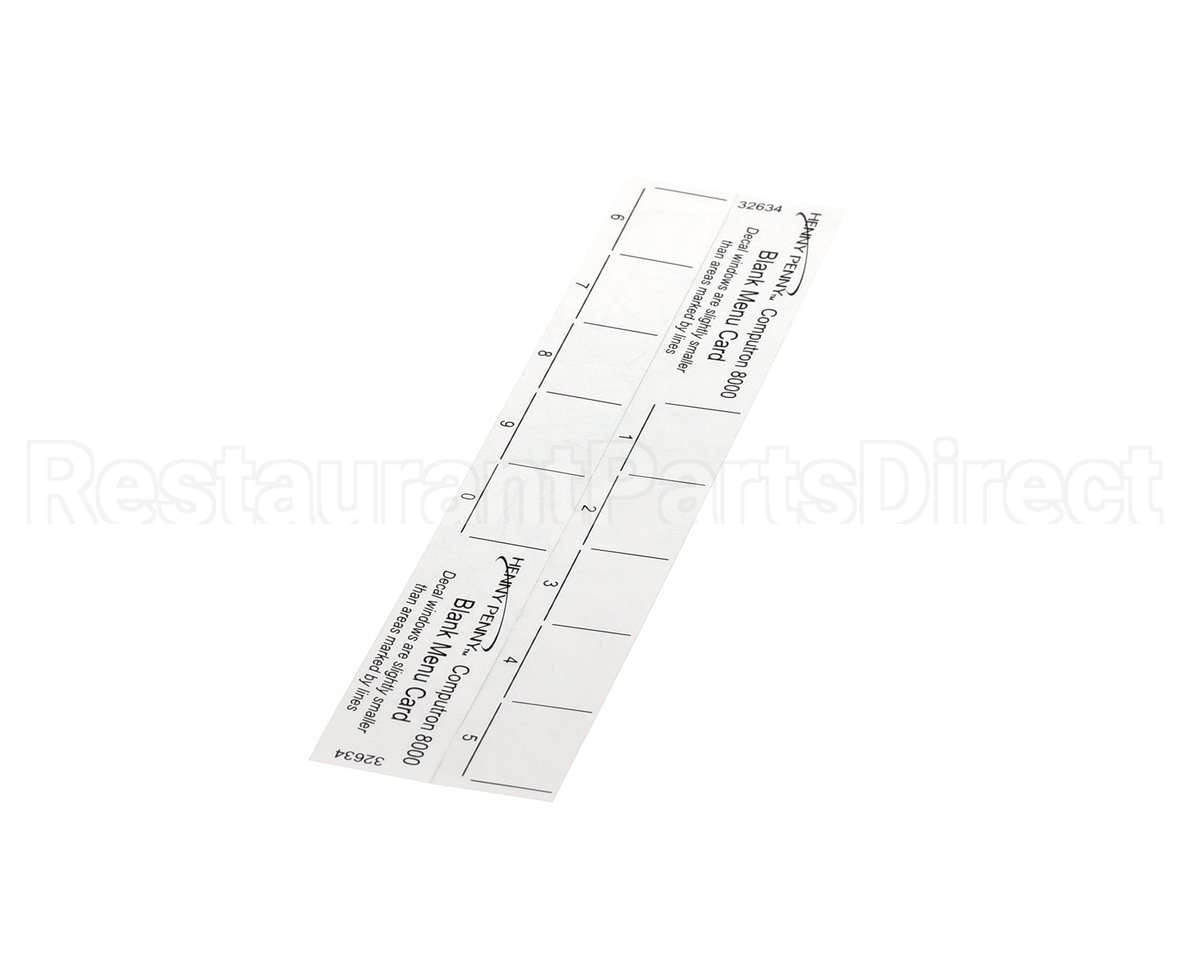 32634 Henny Penny Menu Card-C8000 Blank