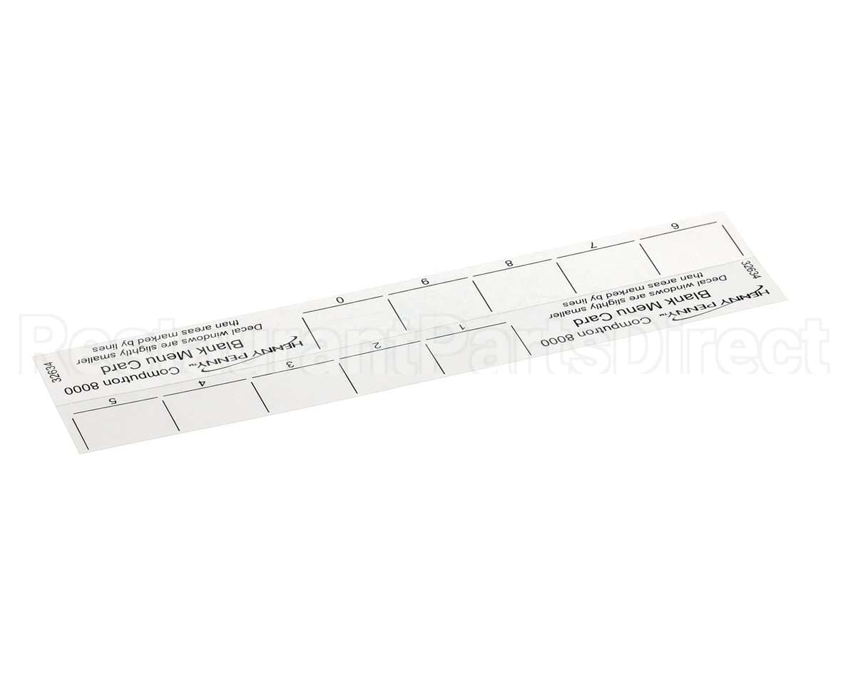32634 Henny Penny Menu Card-C8000 Blank