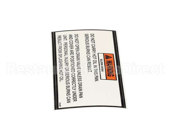 33448 Henny Penny Label-Drain Pan Warning