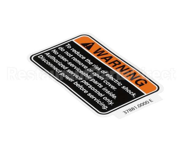 37881.0000 Bunn Decal, Warning No Svce Parts
