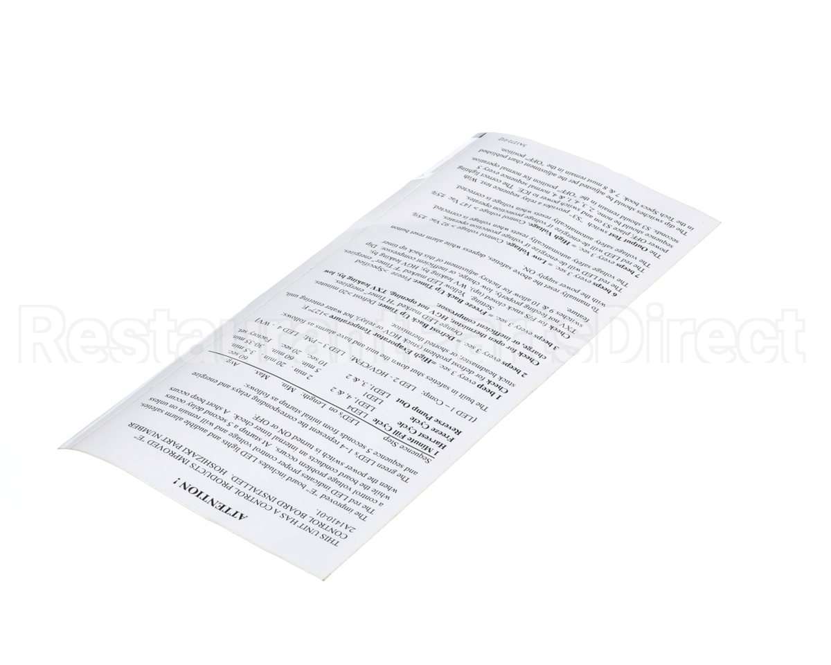 3A1272-01 Hoshizaki Control Box- Label