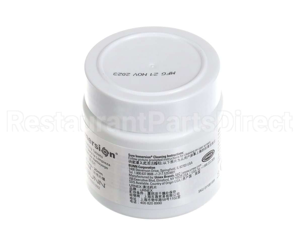 42933.0002 Bunn Tablet, Cleaning 1 Jar Sure Immersion
