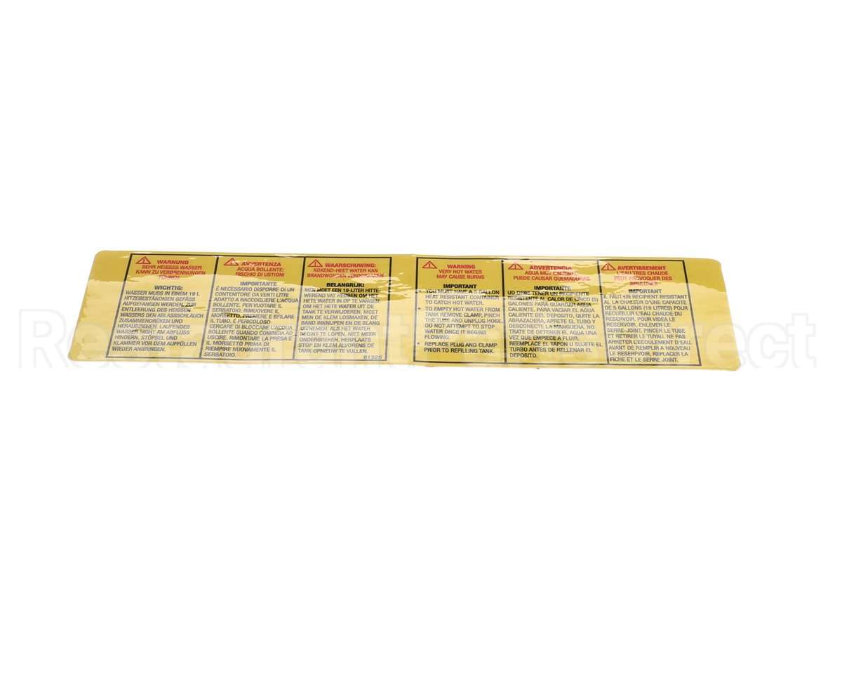 61325 Grindmaster Cecilware Decal, Tank Drain Hose