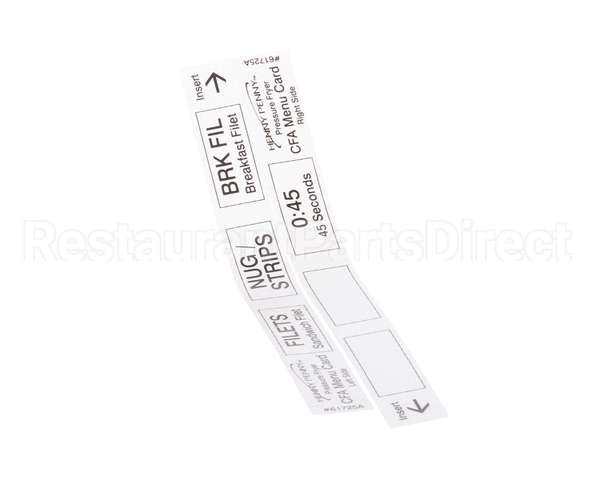 61725 Henny Penny Menu Card-Cfa Pressure Fryer
