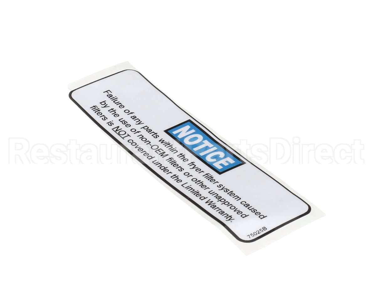 75025 Henny Penny Label - Filter Notice