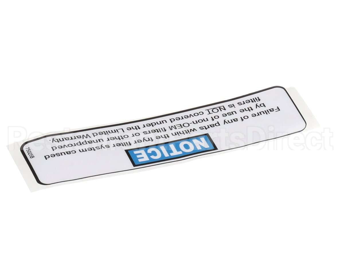 75025 Henny Penny Label - Filter Notice