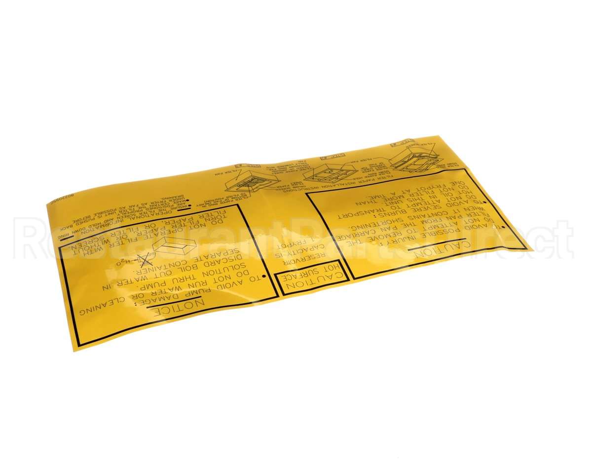 8022095 Frymaster Label, Fpp Filter Pan Assembly