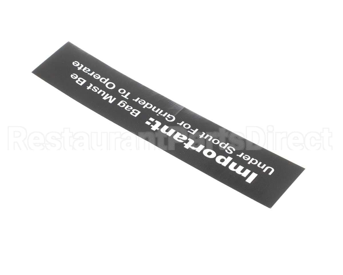 84967 Grindmaster Cecilware Decal, 800 Bag Under Spout