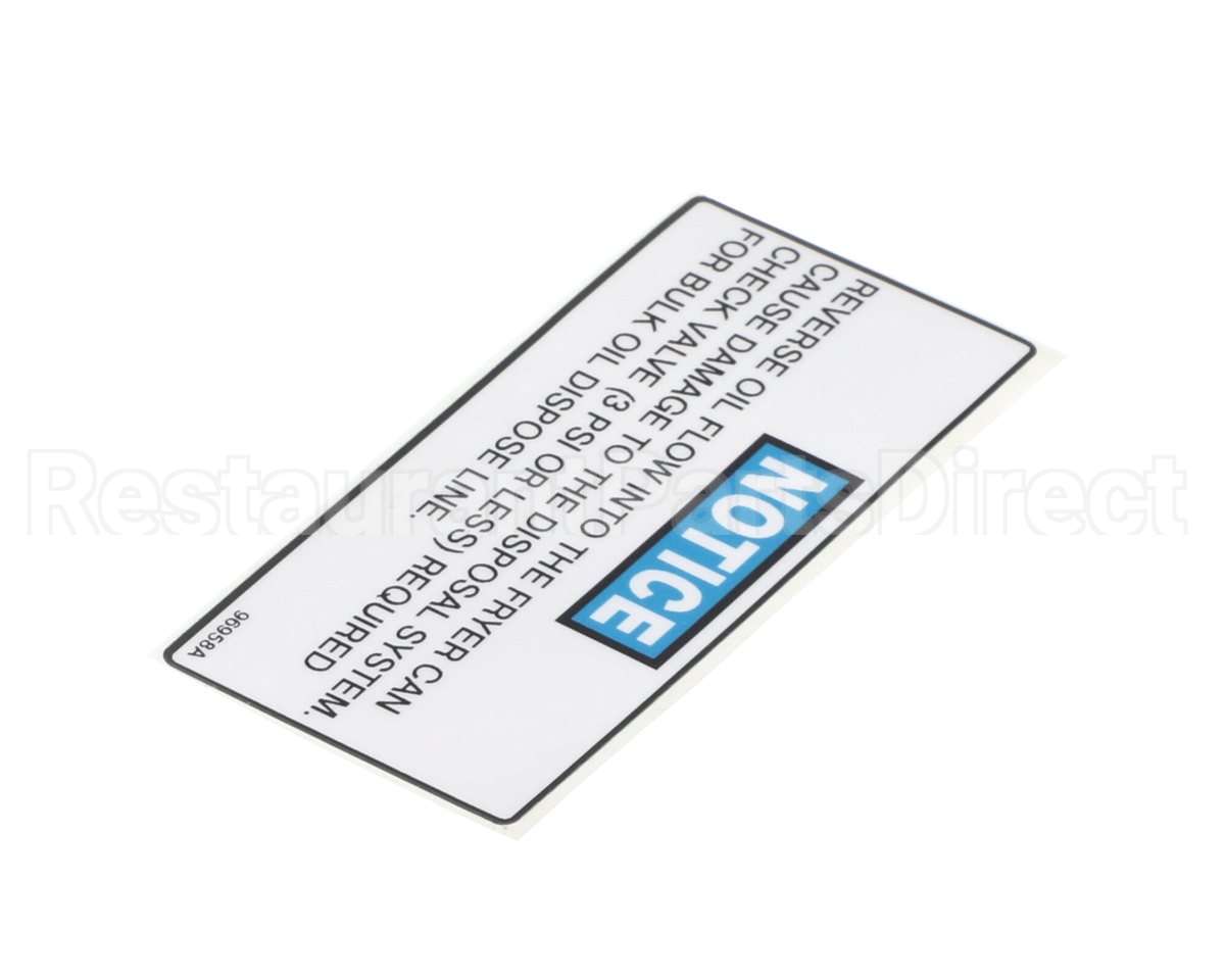 96958 Henny Penny Label - Notice Check Valve