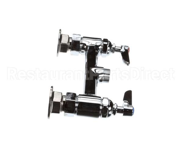 B-0220-LN T&S Brass Double Pantry Swivel Base Faucet, Deck M