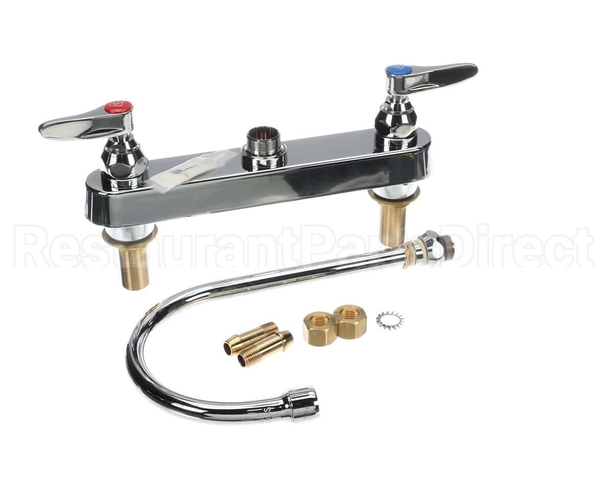 B-1142-XS T&S Brass Workboard Faucet, Deck Mount, 8 Centers,