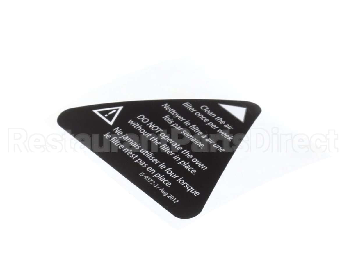 I5-9372-3 Turbochef Label, Filter Warning, Eng-Fre