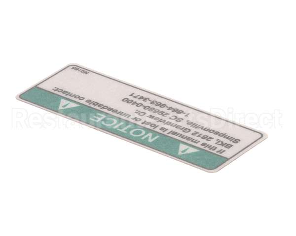 N0165 Bki Decal, Notice Lost Manual