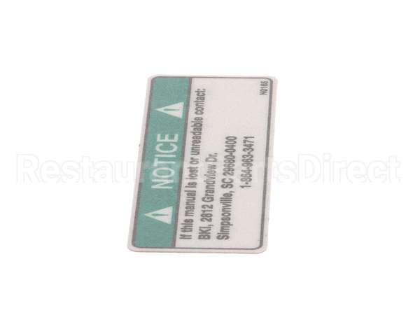 N0165 Bki Decal, Notice Lost Manual
