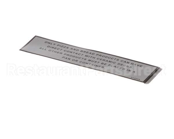 U1333A Bakers Pride Label; Warning [Pizza Oven/Cor