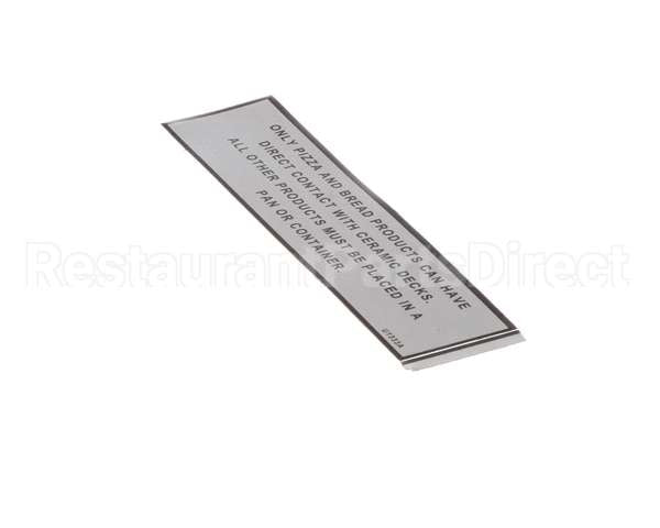 U1333A Bakers Pride Label; Warning [Pizza Oven/Cor