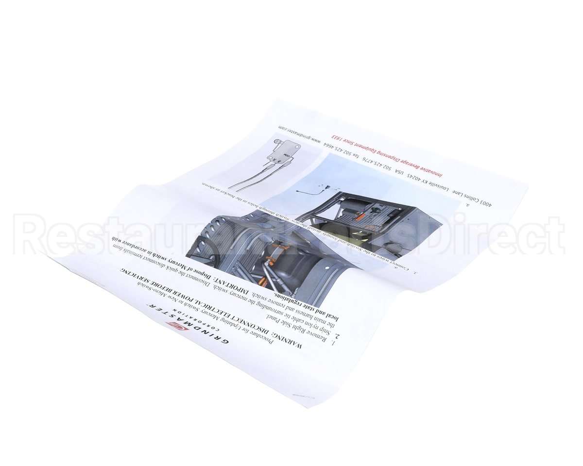 W0600339 Grindmaster Cecilware Instruction Sheet,Merc Sw Rpl