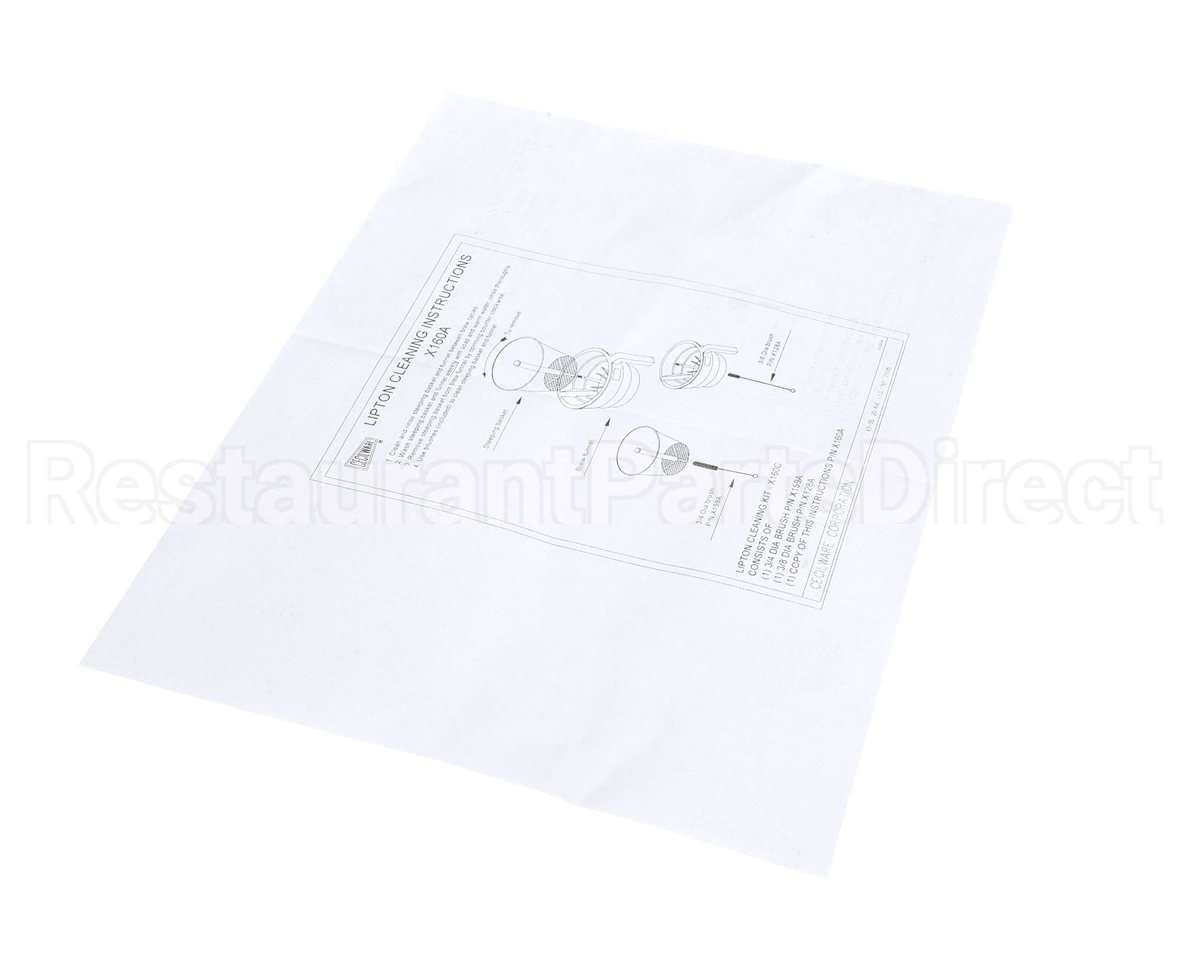 X160AL Grindmaster Cecilware Instruction Sheet Cleaning Kit