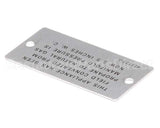 00-421727-00005 Vulcan Hart Plate,Propane To Natural Gas