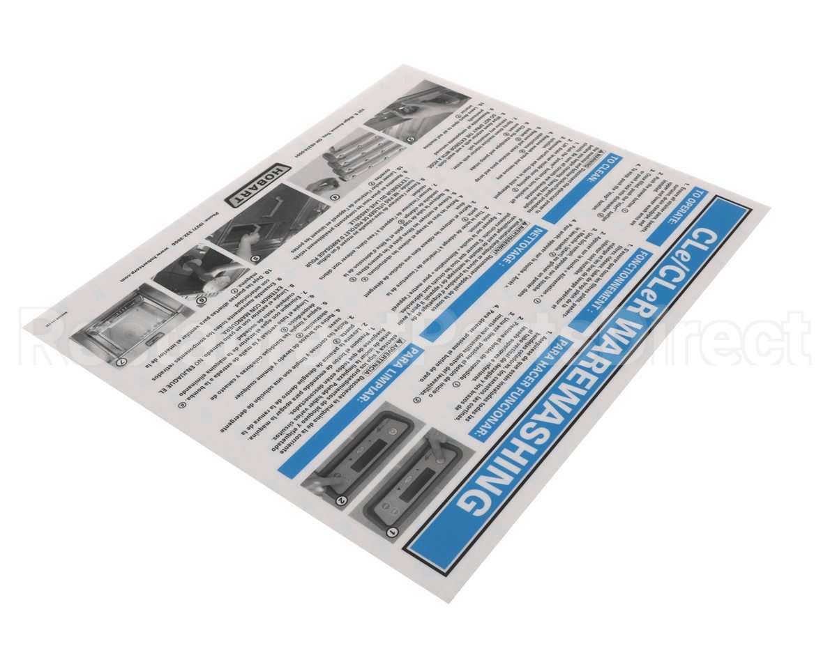00-948326 Hobart Label, Instruction Cleaning, T