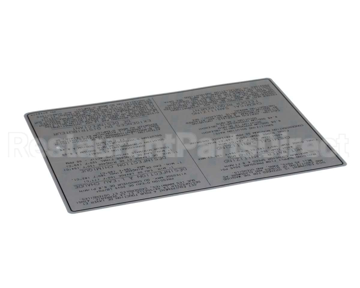 00-974827 Hobart Label, Dishwasher-Bilingual