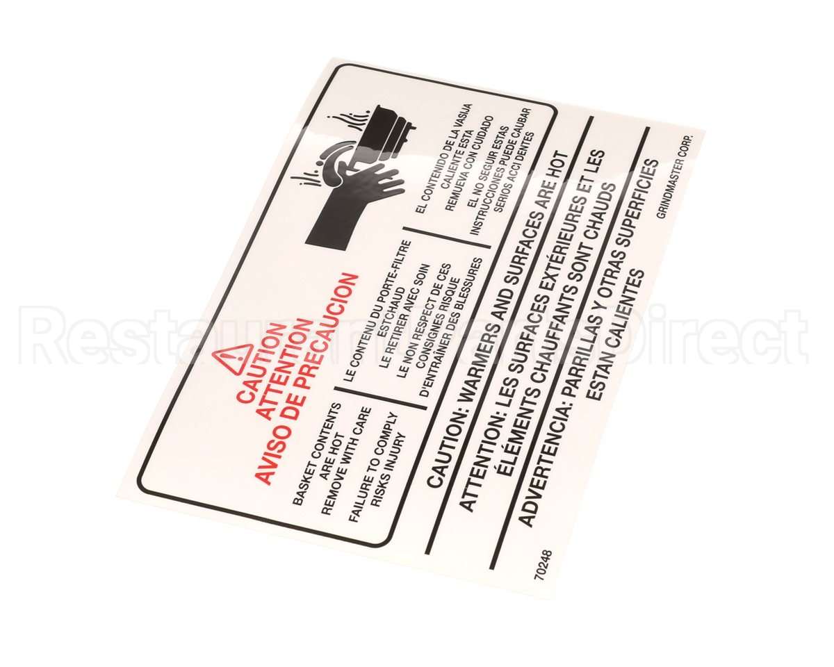 070248 Grindmaster Cecilware Label Warning A546-213