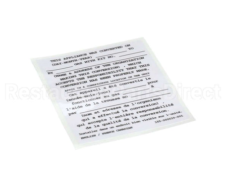 155-000039-001 Pitco Conversion Sticker