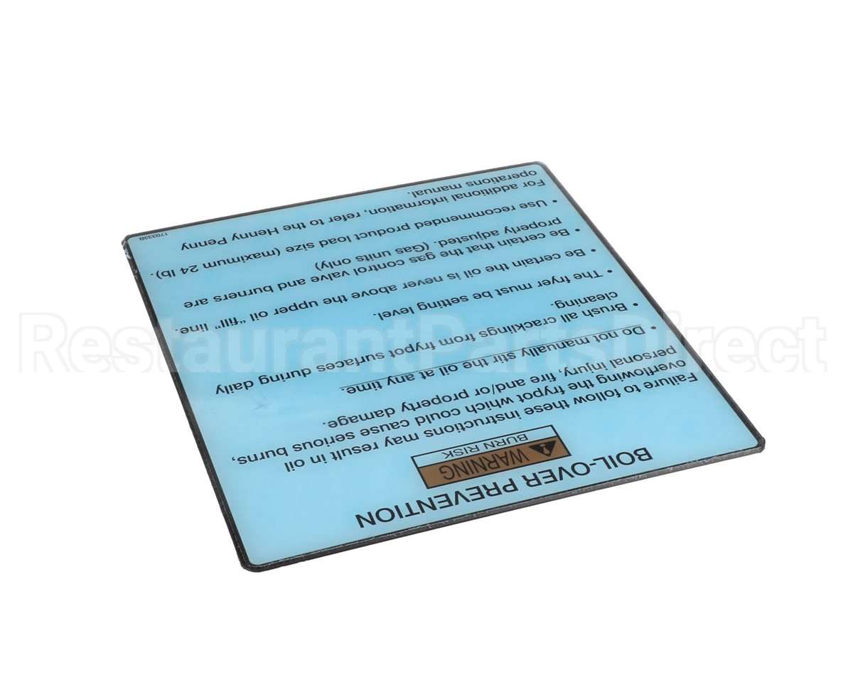 170333 Henny Penny Label-Boilovr Prevnt,Gm,Veloc