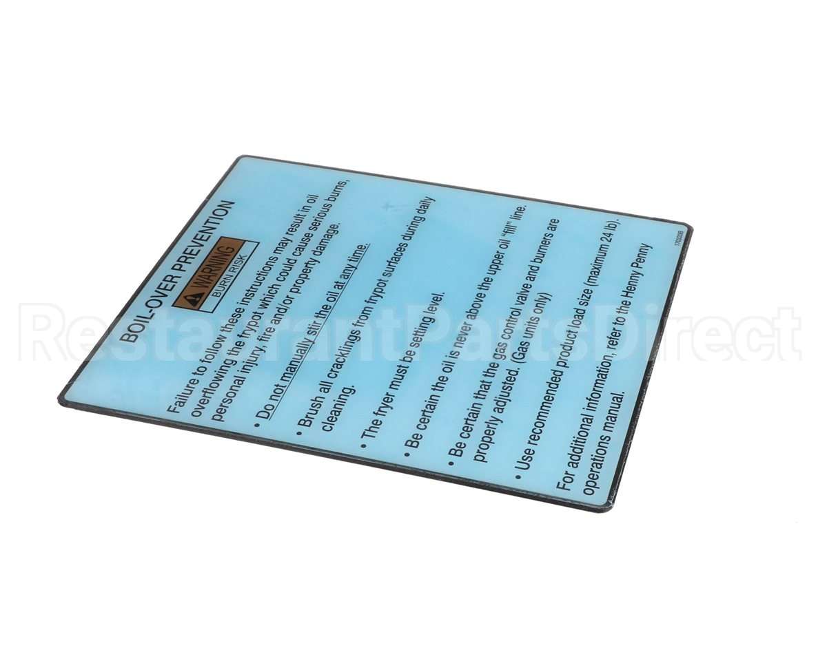 170333 Henny Penny Label-Boilovr Prevnt,Gm,Veloc