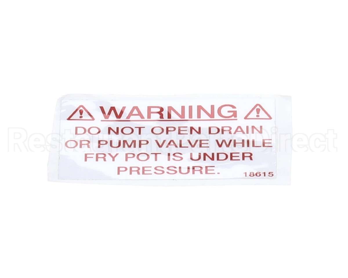 18615 Henny Penny Label - Drain Valve Warning