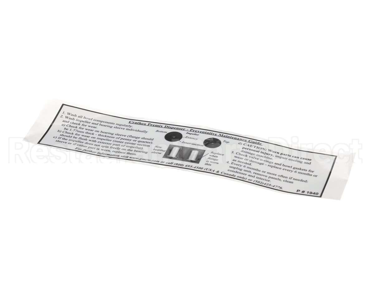 1940 Grindmaster Cecilware Decal, Maintenance Guide