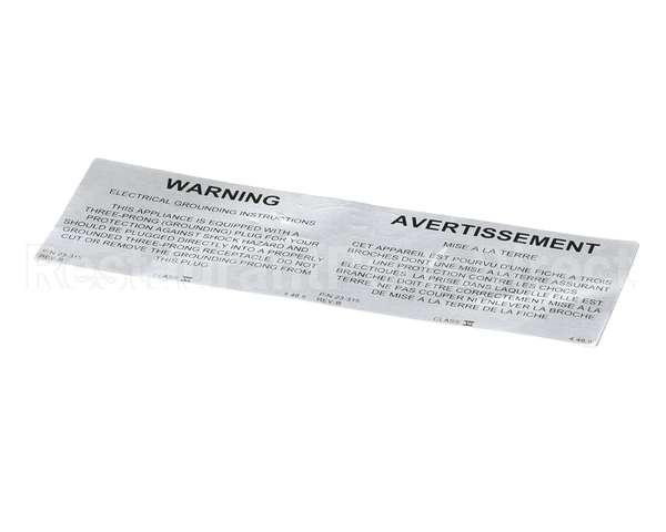 23315 Ultrafryer Decal, Warning Electrical Grou