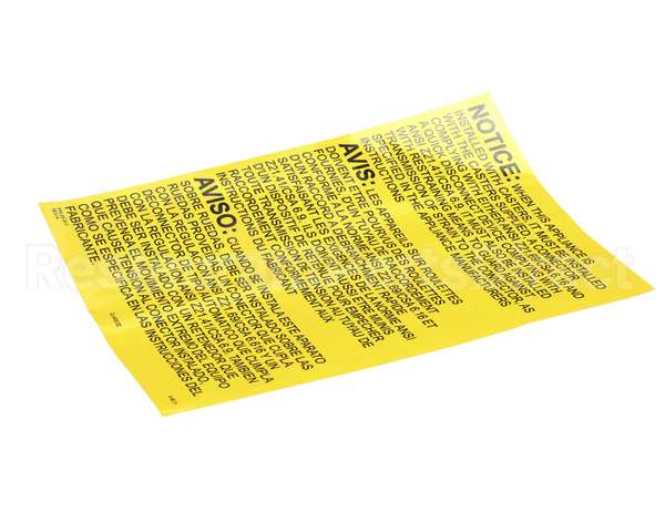 23317 Ultrafryer Decal, Instruction Gas Fryr Se