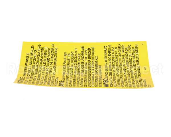 23317 Ultrafryer Decal, Instruction Gas Fryr Se