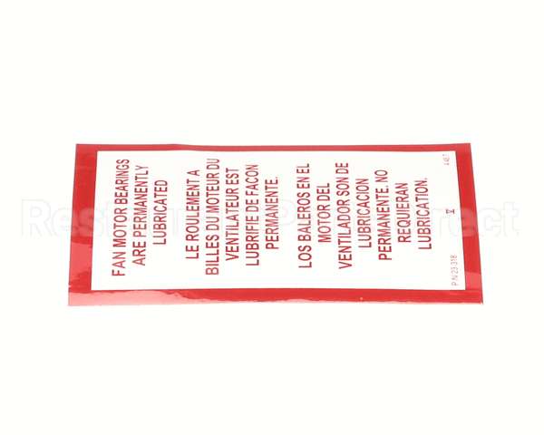 23318 Ultrafryer Decal, Fan Motor Wht Vinyl