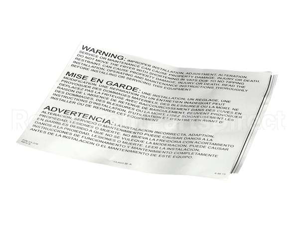 23376 Ultrafryer Decal, Warning -Improper Insta