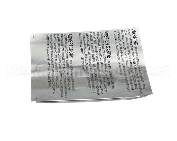 23376 Ultrafryer Decal, Warning -Improper Insta