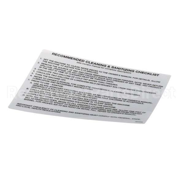 324509 Compatible Stoelting Decal Cleaning (Ss Shake)