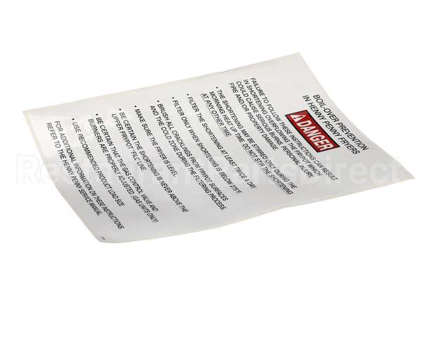 37332 Henny Penny Label-Boilover Prevention, Gm