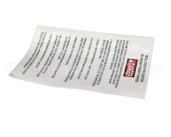 37332 Henny Penny Label-Boilover Prevention, Gm